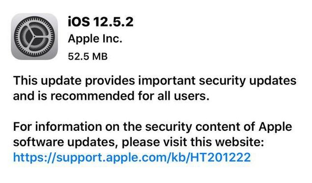 始兴苹果手机维修分享iOS12.5.2发布，建议所有老苹果用户安装 